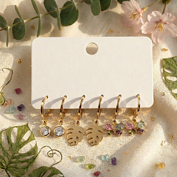 Botanical Crystal Charm Hoops