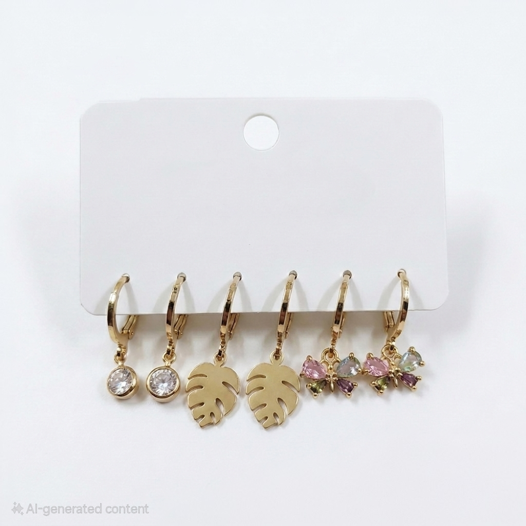 Botanical Crystal Charm Hoops