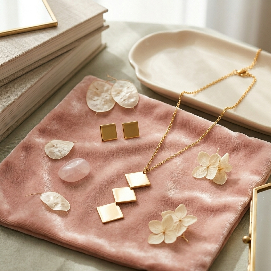 Geo Square Drop Necklace