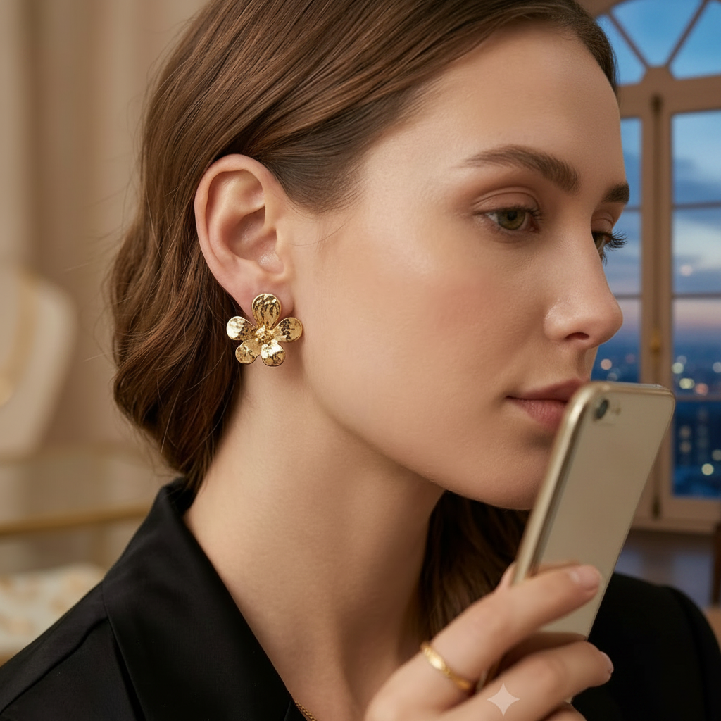 Golden Blossom Statement Earrings