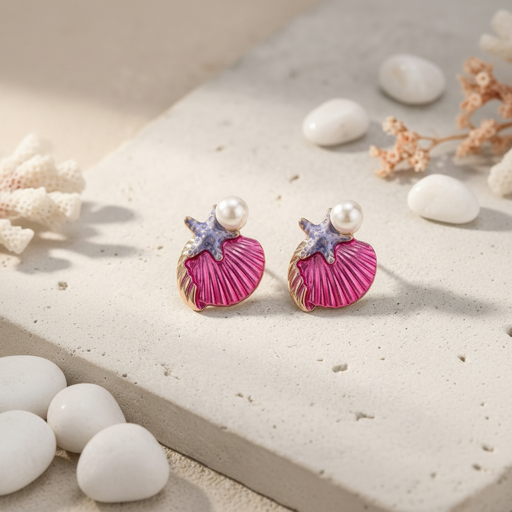 Pearl Seashell Stud Earrings