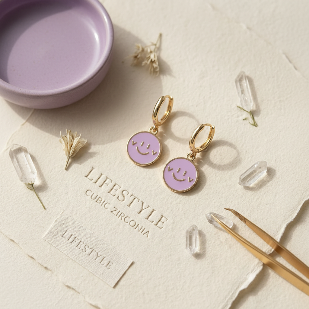 Happy Charm Hoop Earrings
