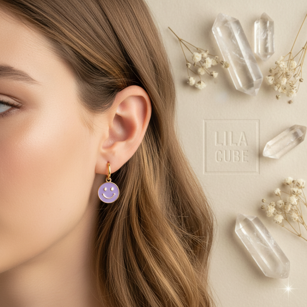 Happy Charm Hoop Earrings