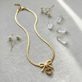 Golden Bow Heart Necklace