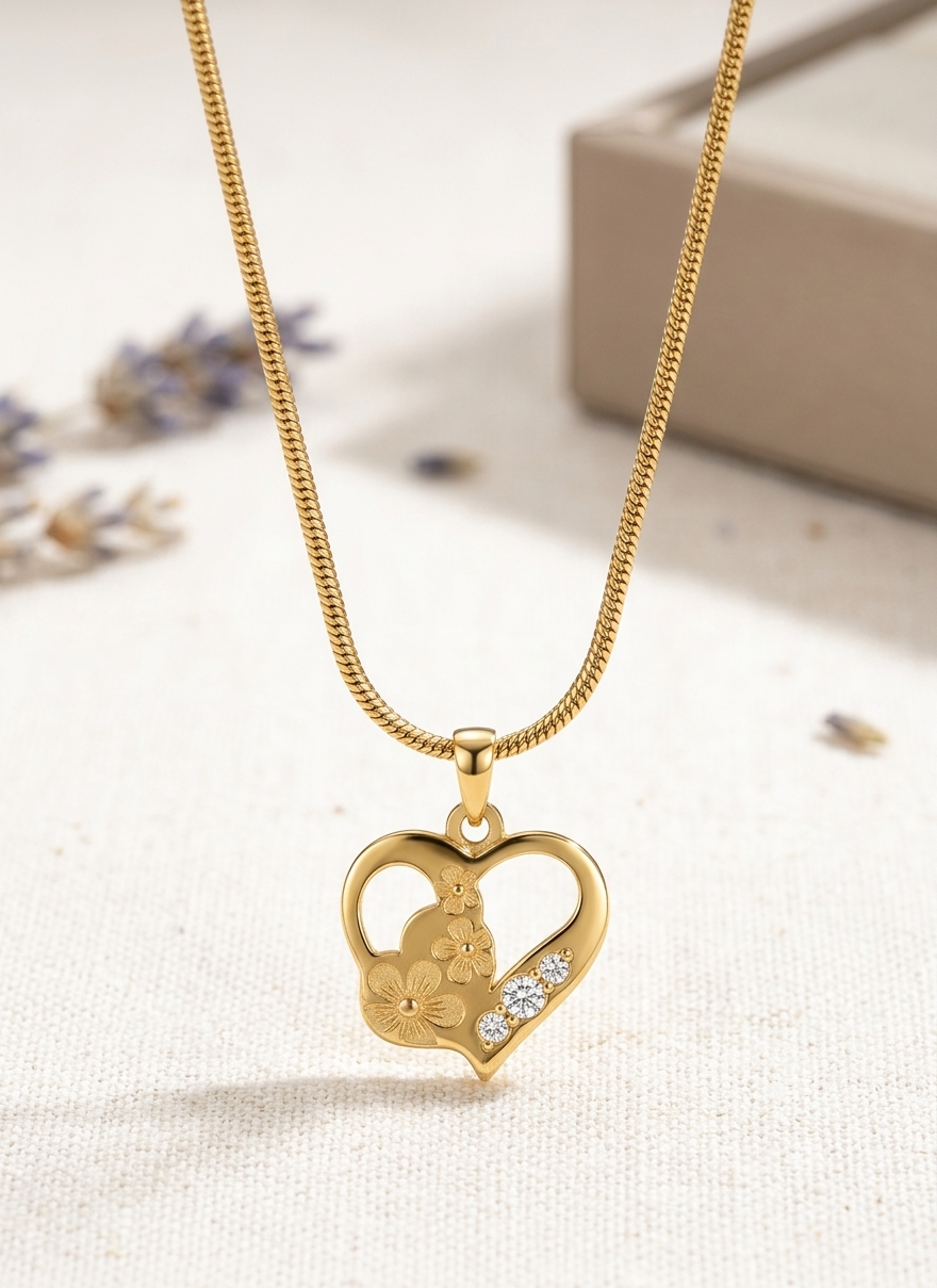 Golden Bloom Heart Necklace