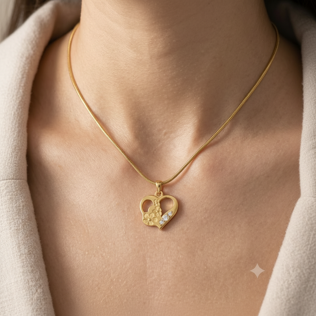 Golden Bloom Heart Necklace
