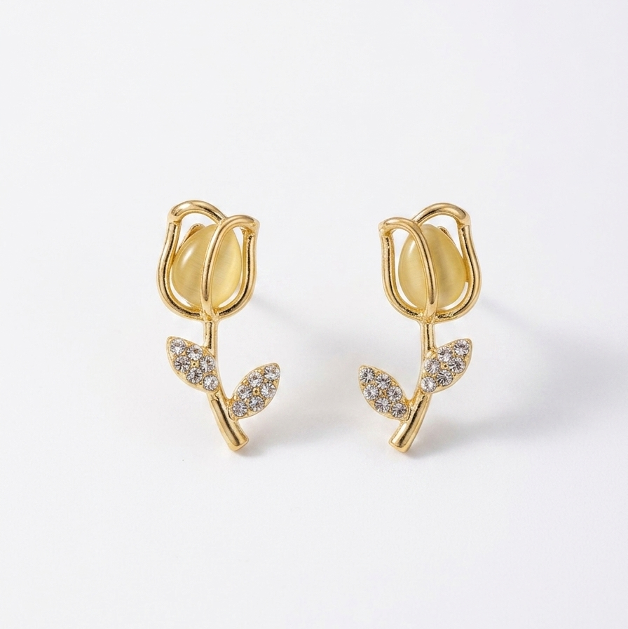 Golden Tulip Stud Earrings