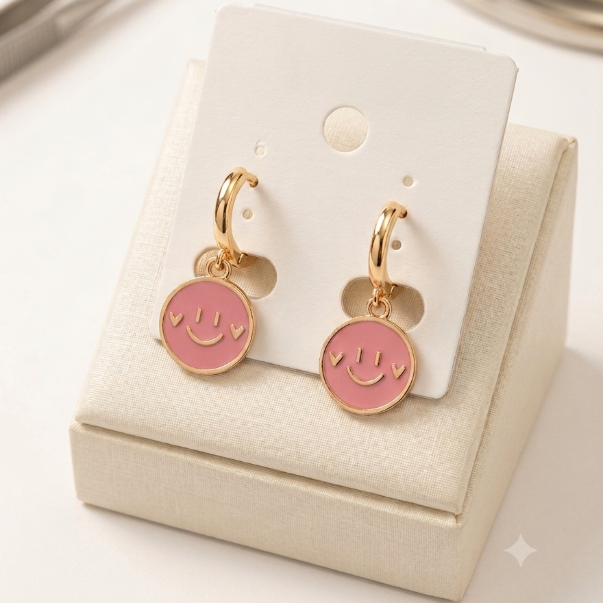 Happy Charm Hoop Earrings
