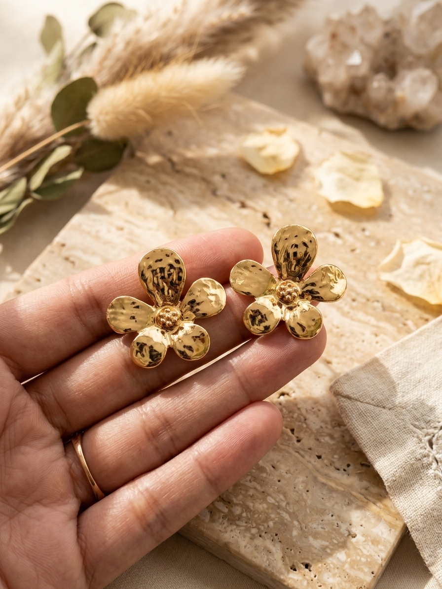 Golden Blossom Statement Earrings