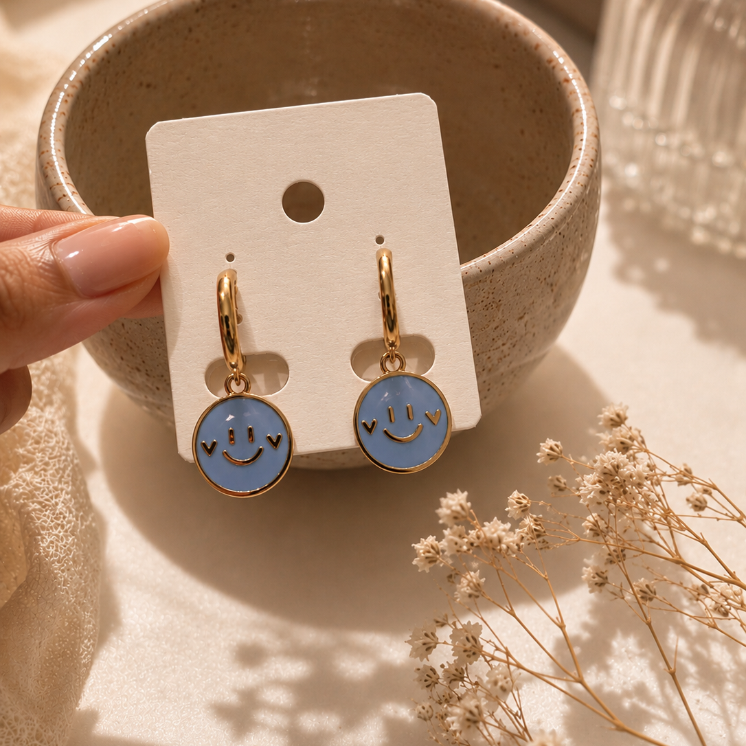 Happy Charm Hoop Earrings