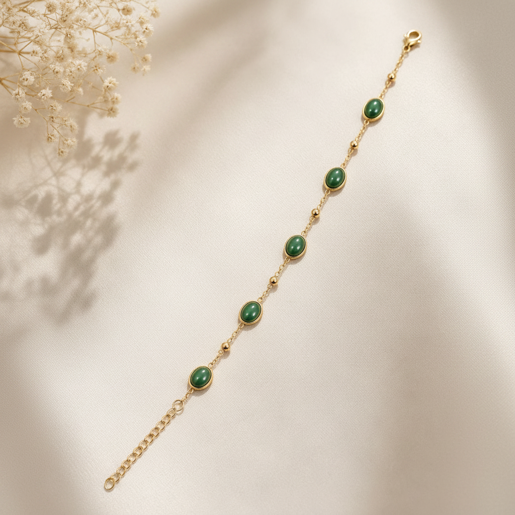 Emerald Oval Stone Bracelet