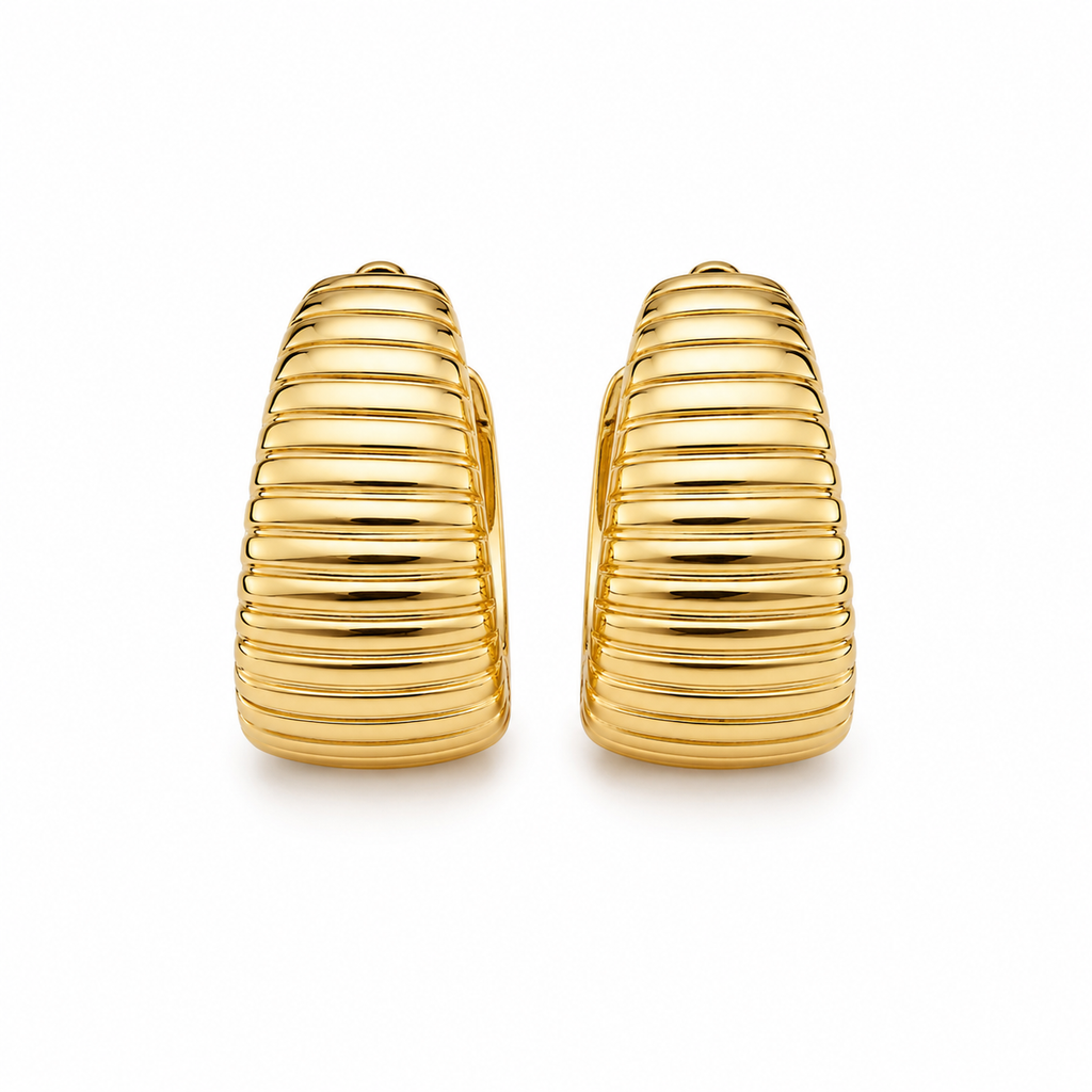 Aurelia Ribbed Gold Hoop Earrings