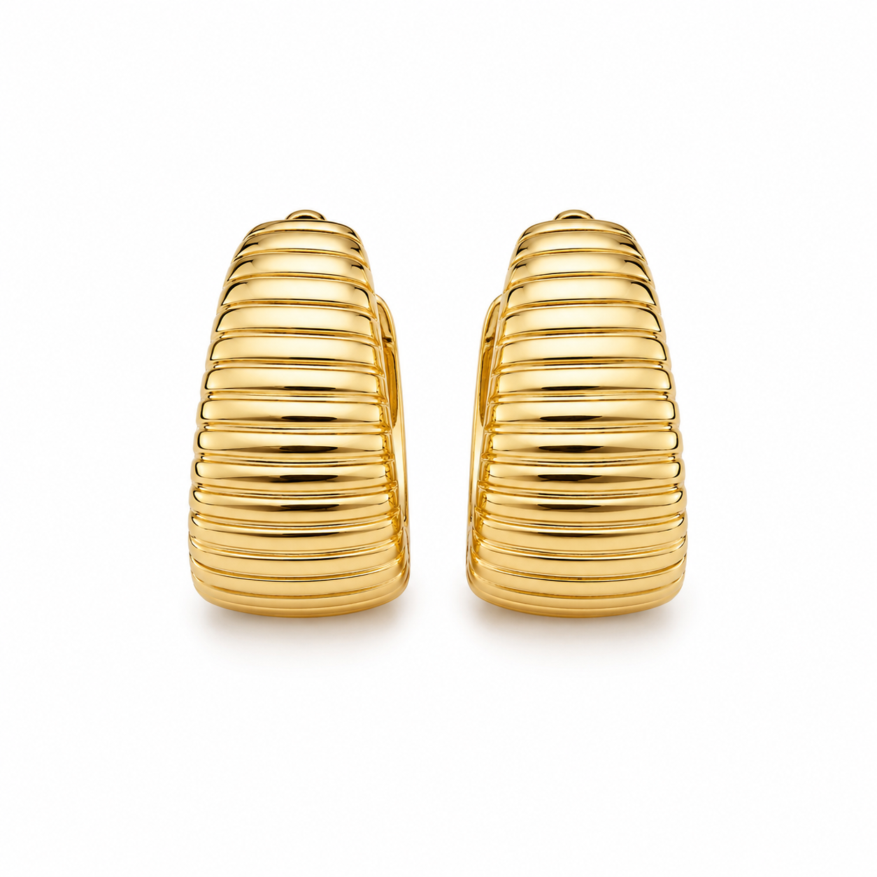 Aurelia Ribbed Gold Hoop Earrings