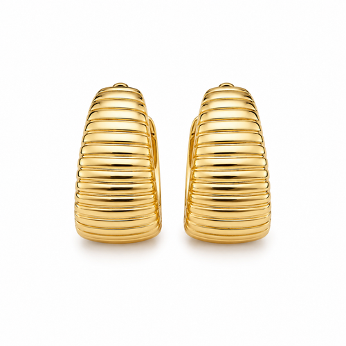 Aurelia Ribbed Gold Hoop Earrings